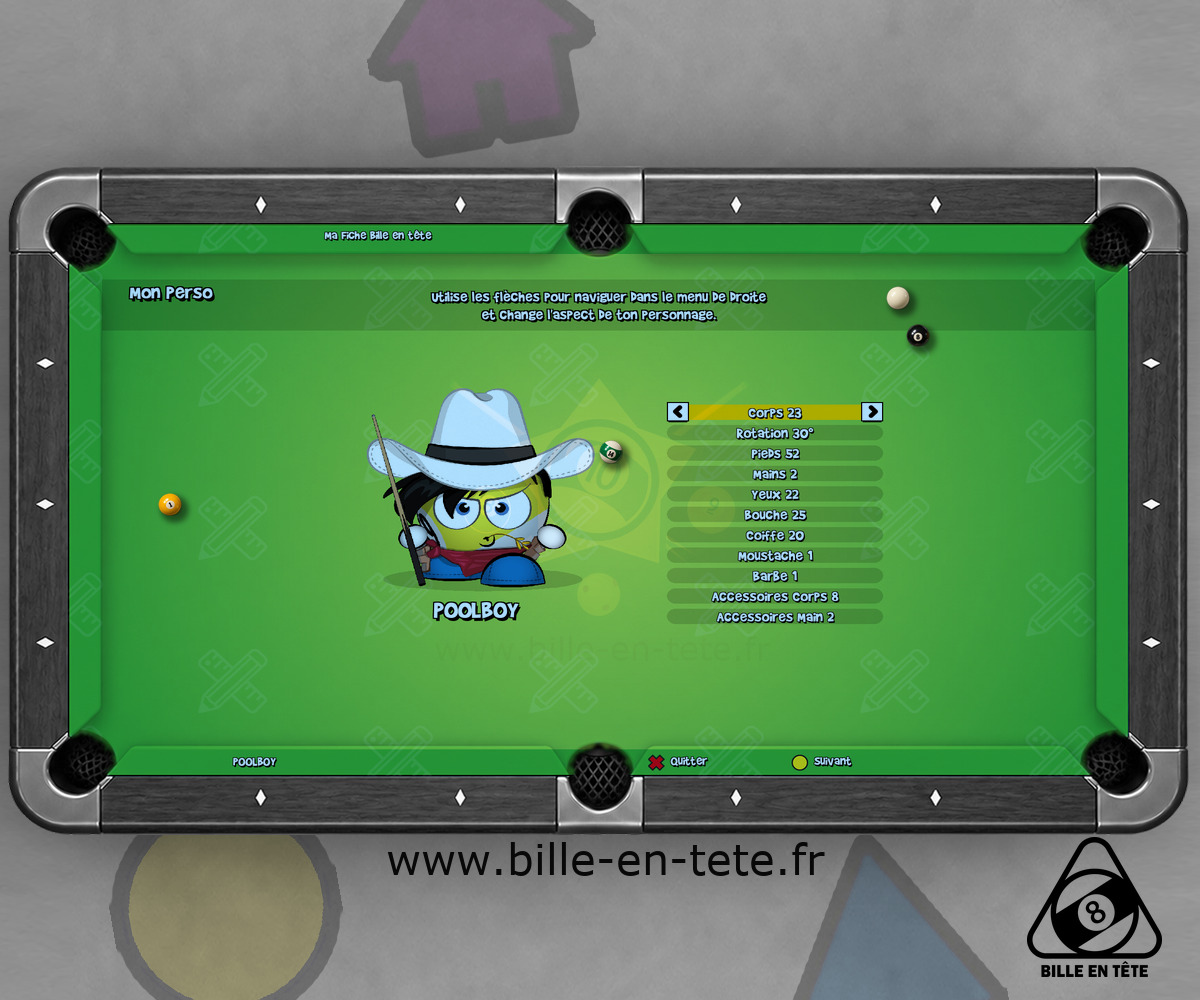 Character customisation screen