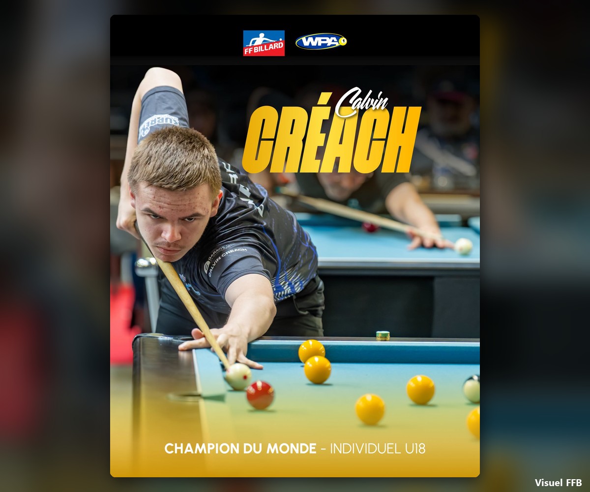 Calvin Créach, champion du monde de blackball des moins de 18 ans 2026 (visuel FFB) - Team Bille en Tête