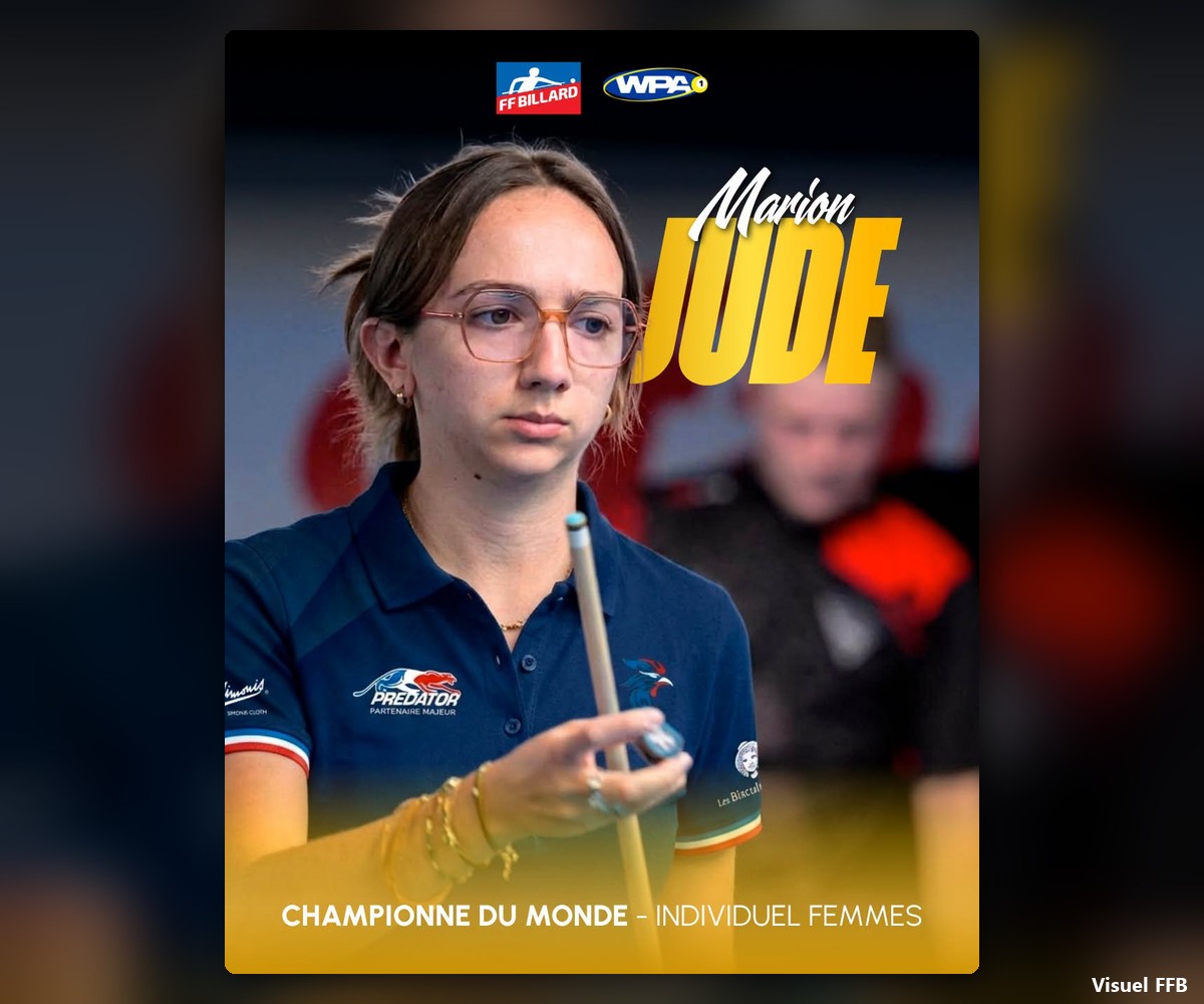 Marion Jude, championne du monde de blackball 2026 (visuel FFB) - Team Bille en Tête