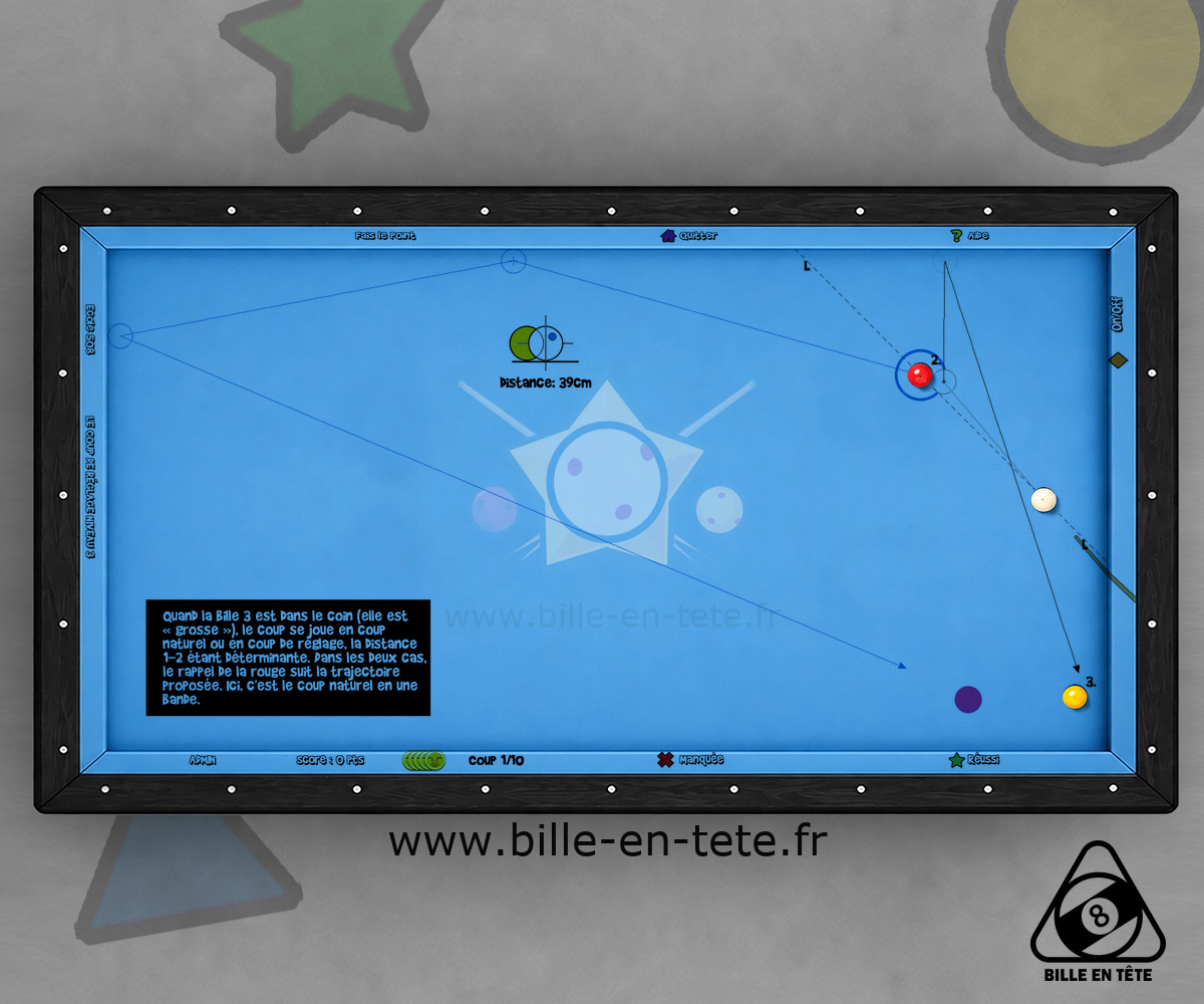 Carom drill with instructions and ball paths projected