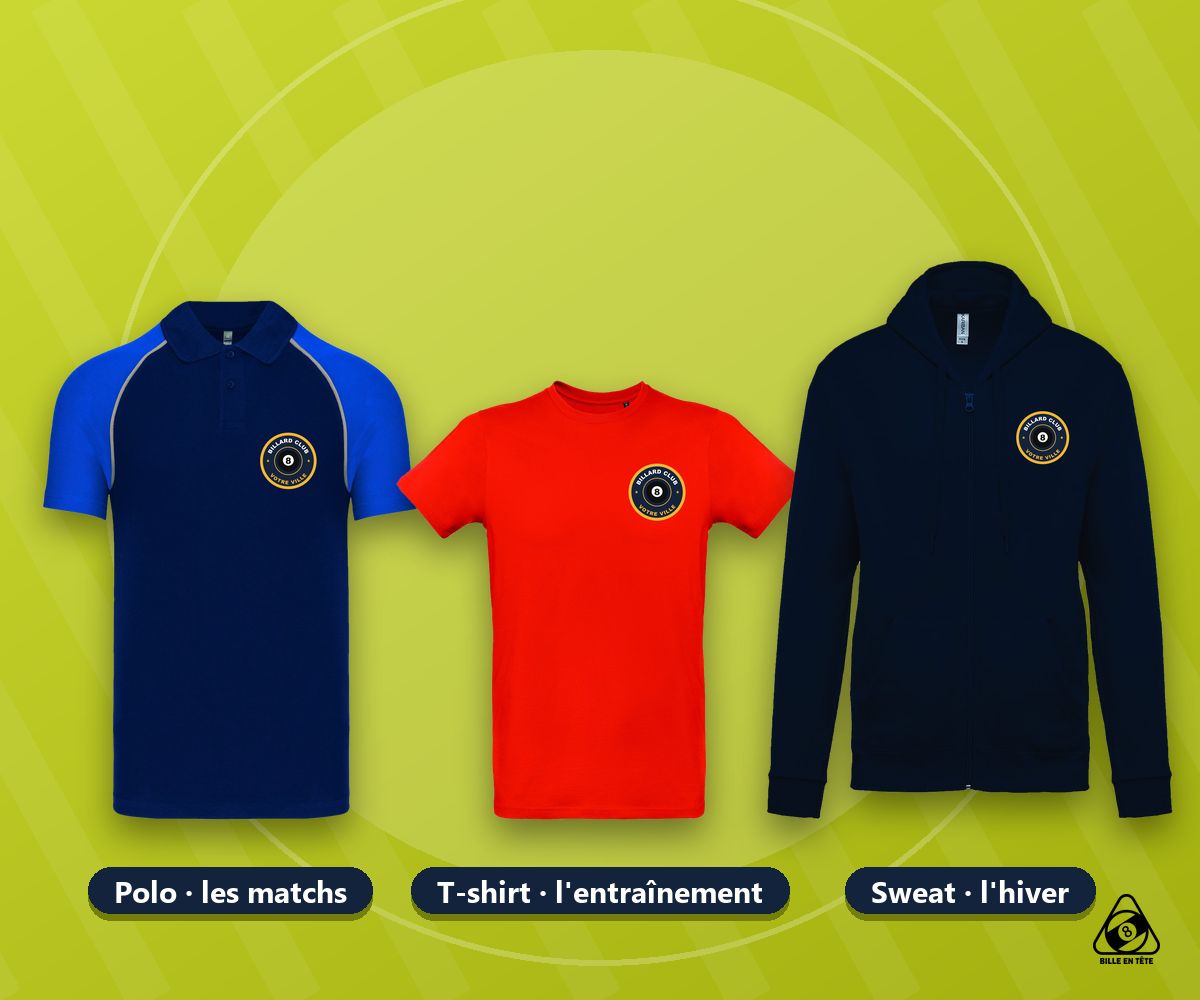 Polo pour les matchs, t-shirt pour l’entraînement, sweat pour l’hiver - Bille en Tête